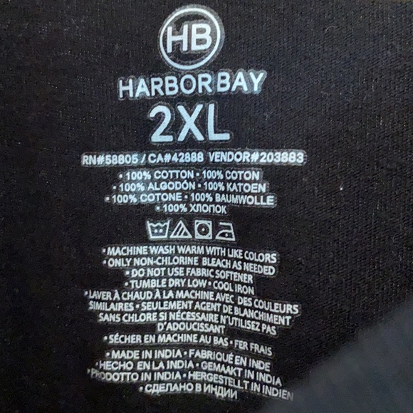 Lot of **2** Harbor Bay Black Tee T Shirts Crew Neck Men's 2XL - Picture 4 of 8